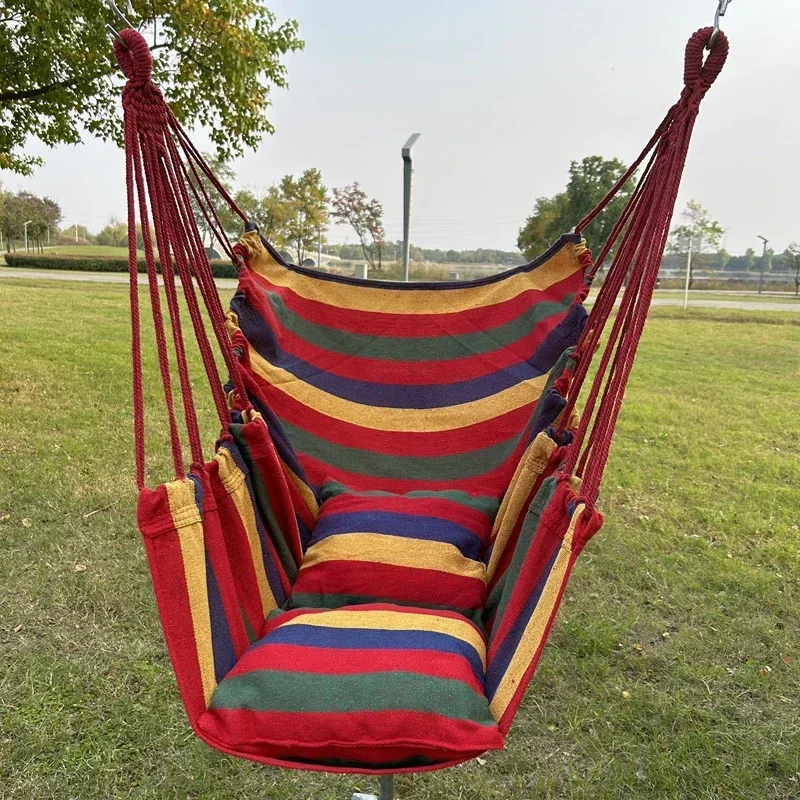 Camping Outdoor Or Indoor - Hamac chaise en toile rayée colorée,