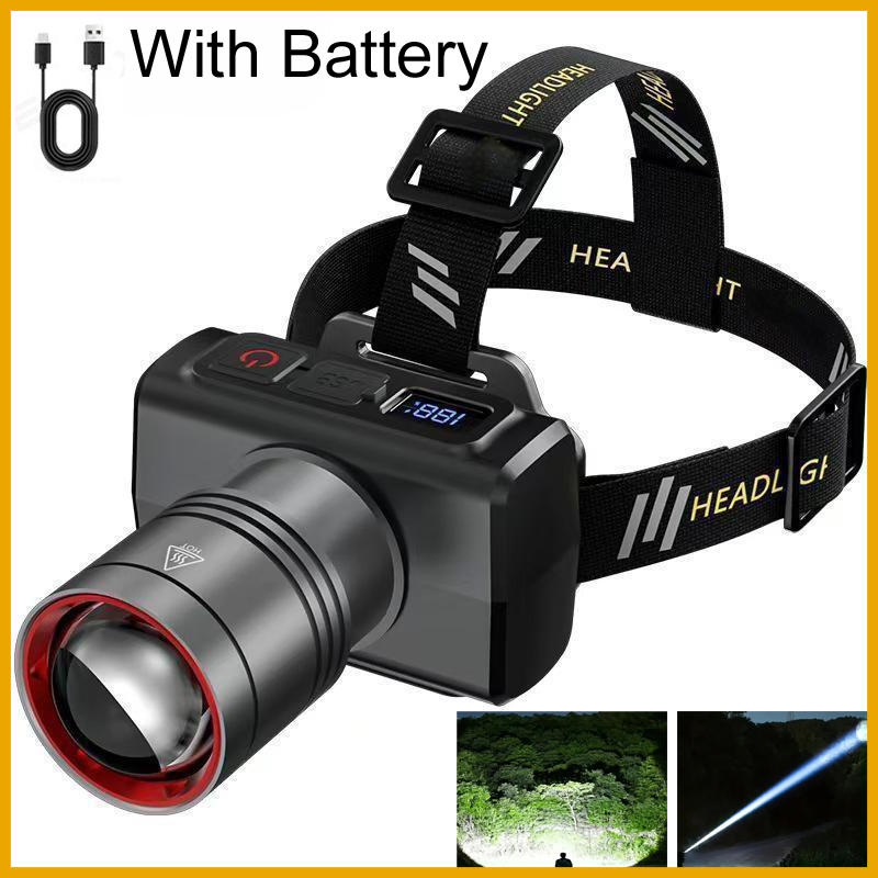 Headlamp - Lampe frontale numérique LED rechargeable 2026,