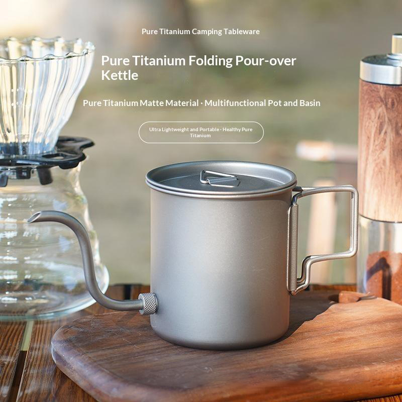Outdoor Camping Kettle - Bouilloire à café en titane pur
