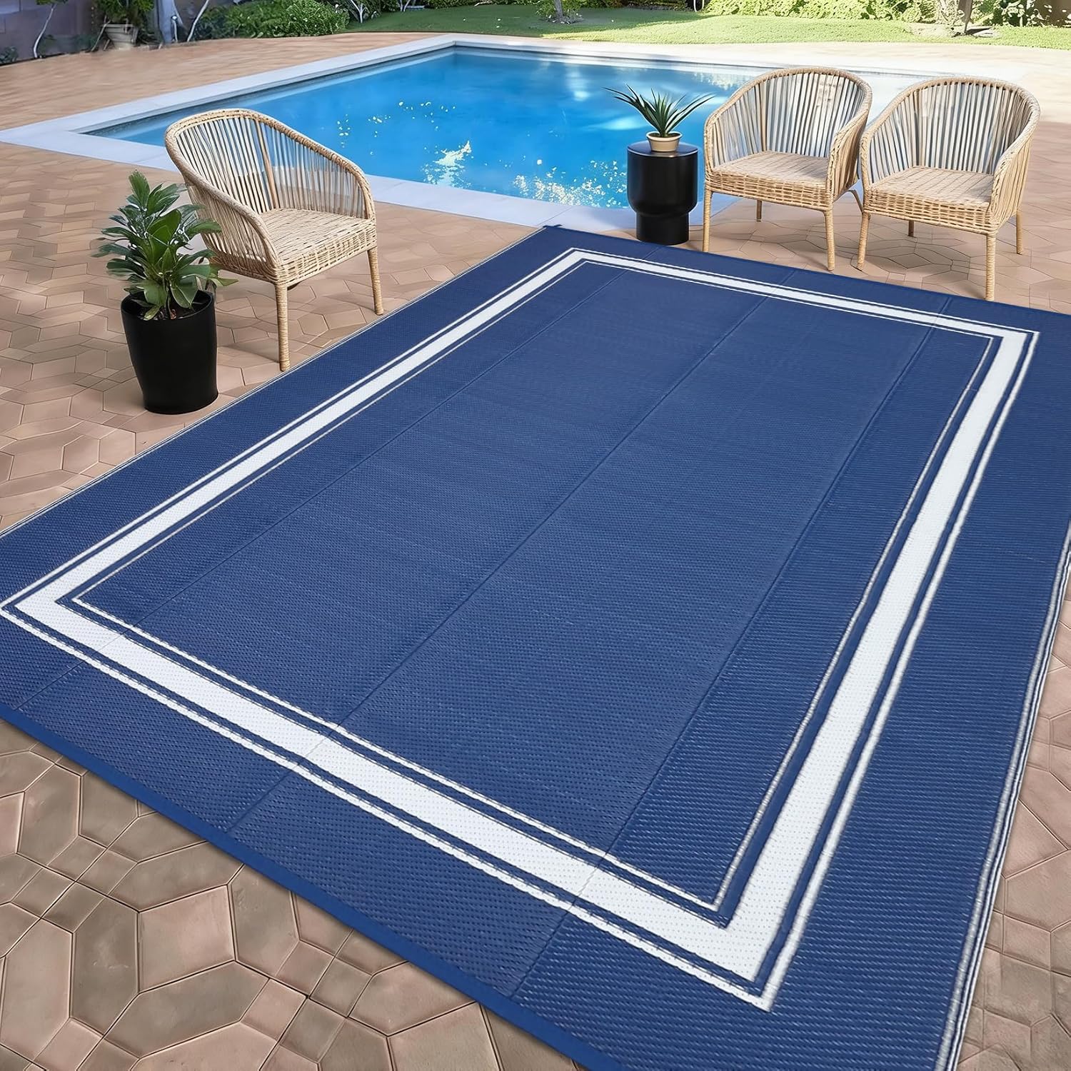 Outdoor Camping Rugs 8X10 - Tapis d'extérieur 8x10/9x12 pieds, tapis de