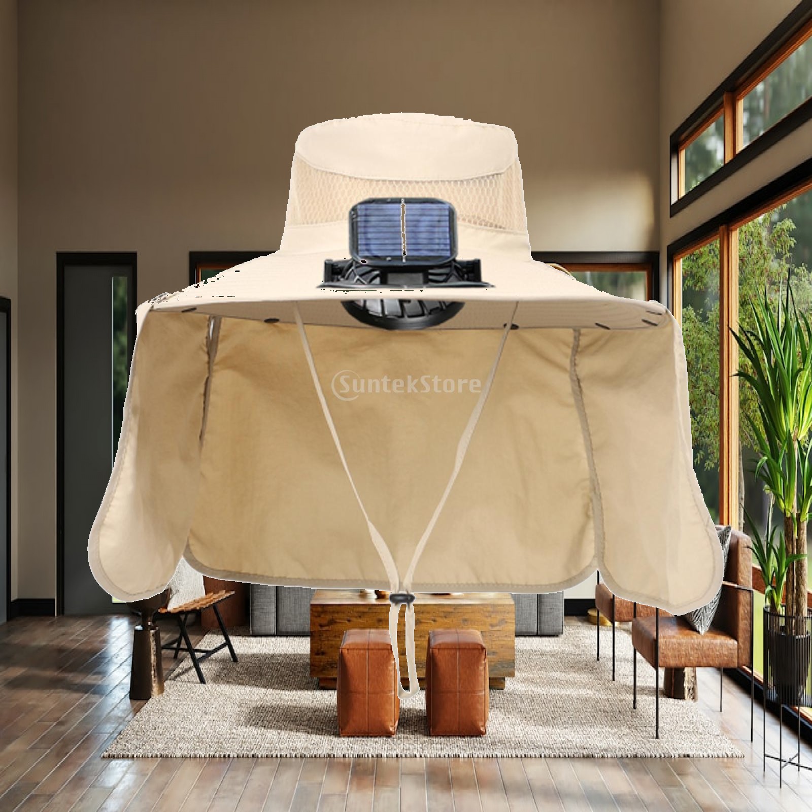 Outdoor Camping Show - Chapeau de refroidissement à ventilateur solaire,