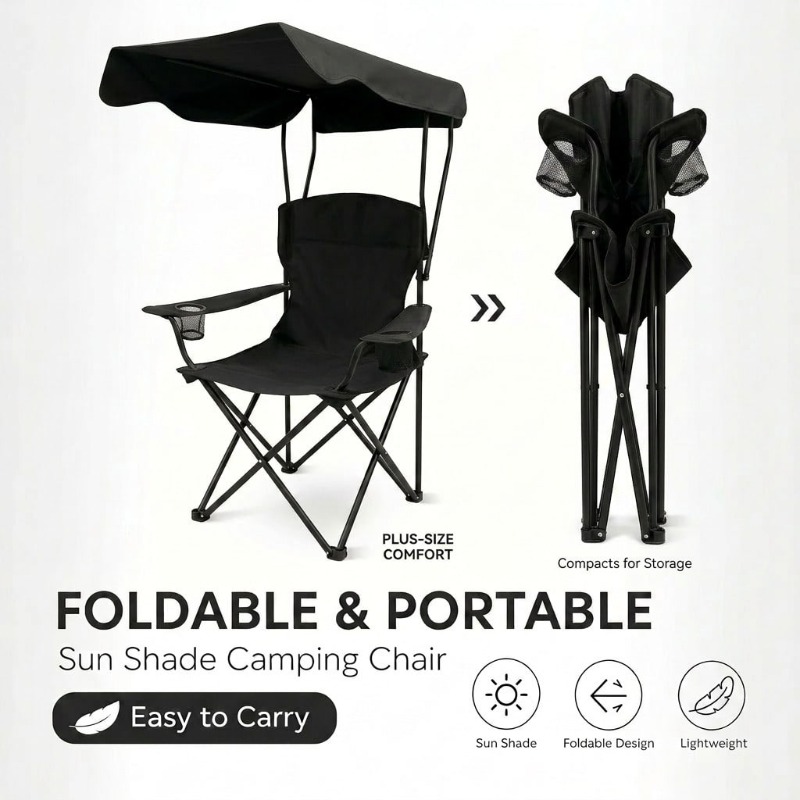Outdoor Camping Lounge Chairs - Chaise de camping d'extérieur avec auvent,