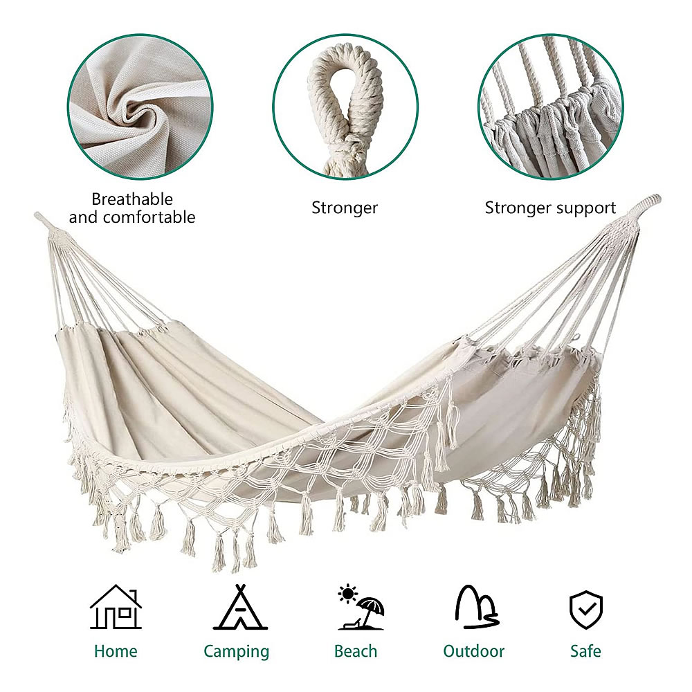 Hamac à double pompon avec fon - Camping Outdoor Or Indoor avis et prix
